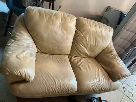 Photo of free Leather loveseat and ottoman (San Geronimo Valley) #1