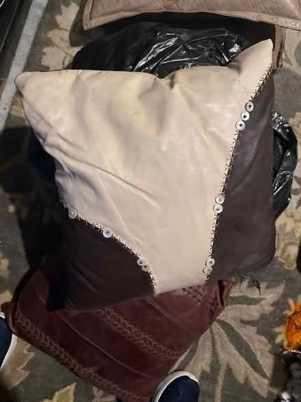 Photo of free Four dark brown leather cushions (AB24) #1
