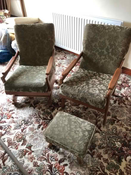 Photo of free Fireside chairs and footstool (Hanging Heaton ,Dewsbury) #2