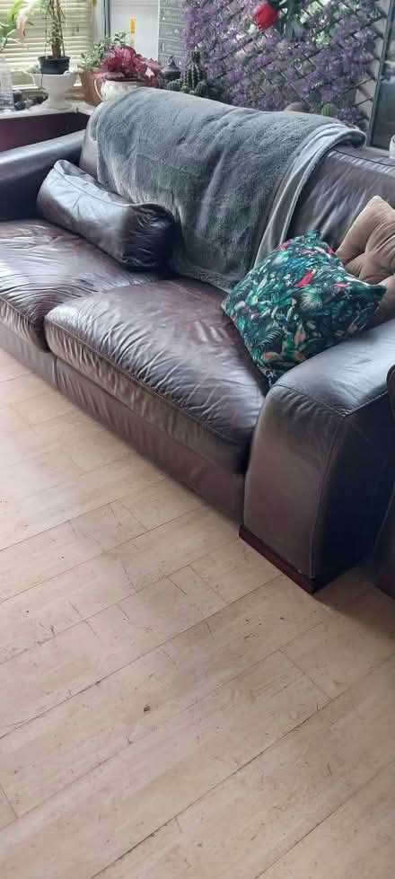 Photo of free Real Leather Sofa - Brown (Whalley Range M16) #1