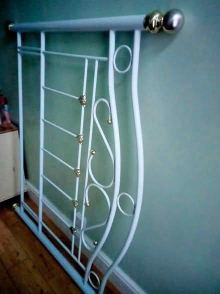 Photo of free Metal Headboard White (Pool, Redruth) #1