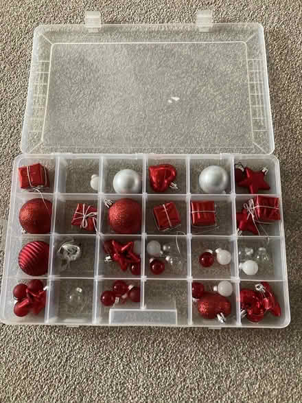 Photo of free Red and silver Christmas tree decorations (Harbury CV33) #1