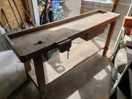 Photo of free Old wooden workbench - 173cm (w), 84cm (h), 45cm (d) (Seaton Delaval NE25) #1