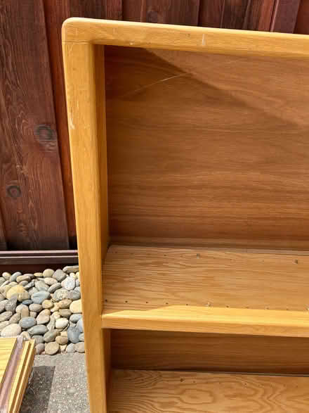 Photo of free Tall oak wood bookcase (San Leandro) #2
