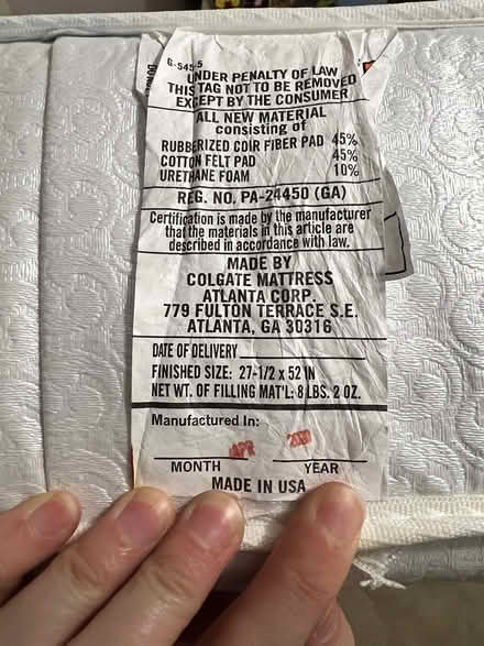 Photo of free Crib Mattress (Bowie) #2