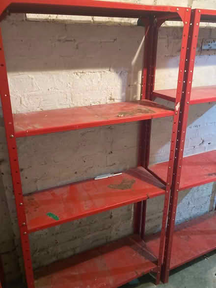 Photo of free 2-3 red metal shelving units (W4) #2