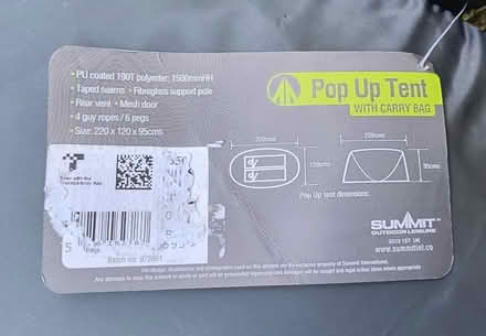 Photo of free Pop up tent (Liss GU33) #2