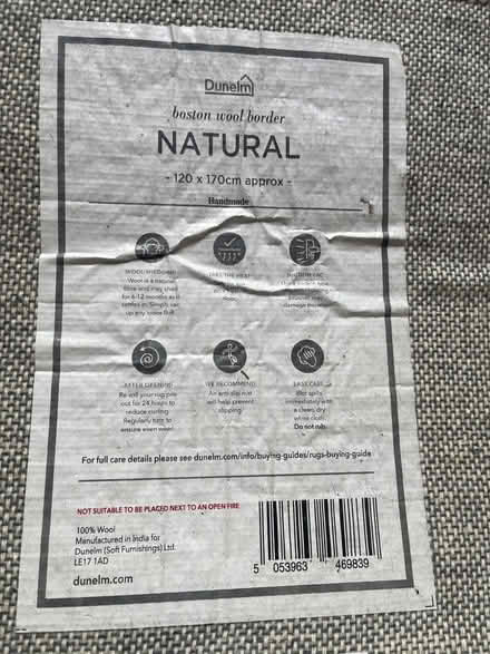 Photo of free Dunelm Natural Wool Rug (Hampden Park BN22) #3