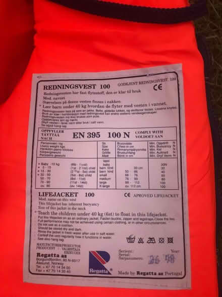 Photo of free Older child life preserver (CT14) #3