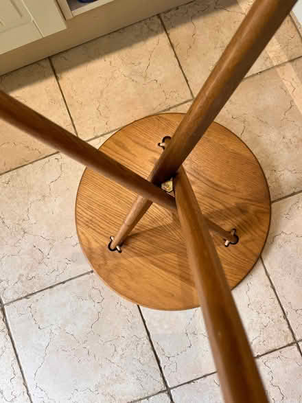 Photo of free Round Oak occasional table on oak moveable legs (Hales Bridge RH5) #2