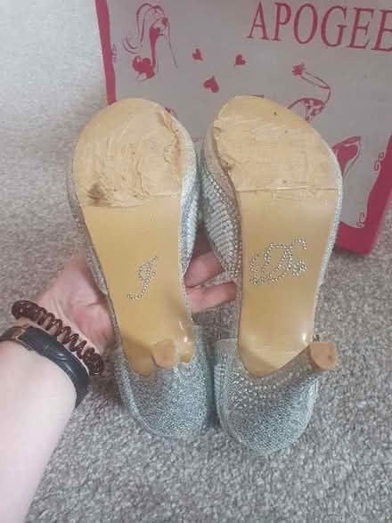 Photo of free Peep toed silver shoes (Becontree RM8) #2