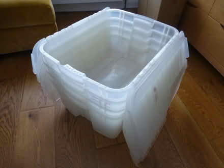 Photo of free transparent white storage boxes with hinged lids (Chiswell Green AL2) #2
