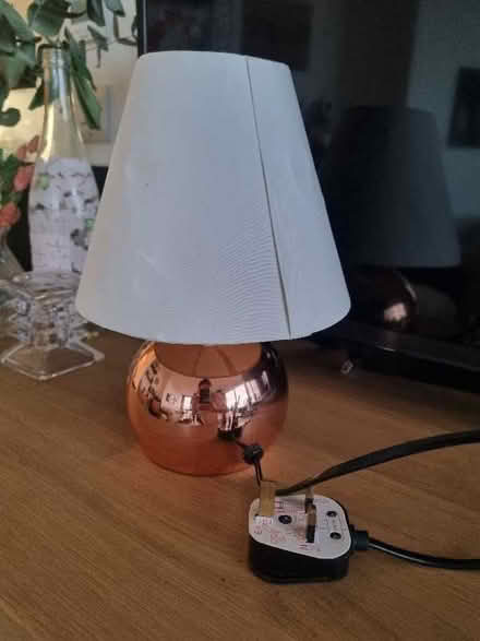 Photo of free Side table lamp/ bedside lamp metallic base with cream lampshade (E8) #3