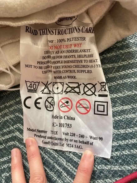 Photo of free Single electric blanket (Shepherds Bush W14) #2
