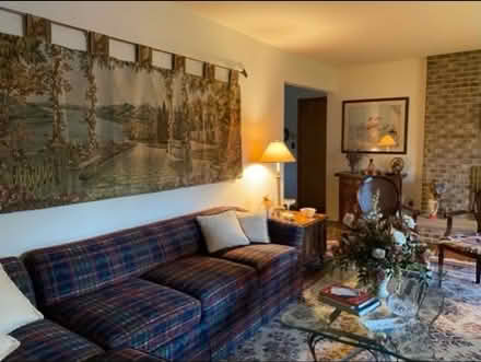 Photo of free Dark blue plaid sectional sofa (Fairfield NJ) #4