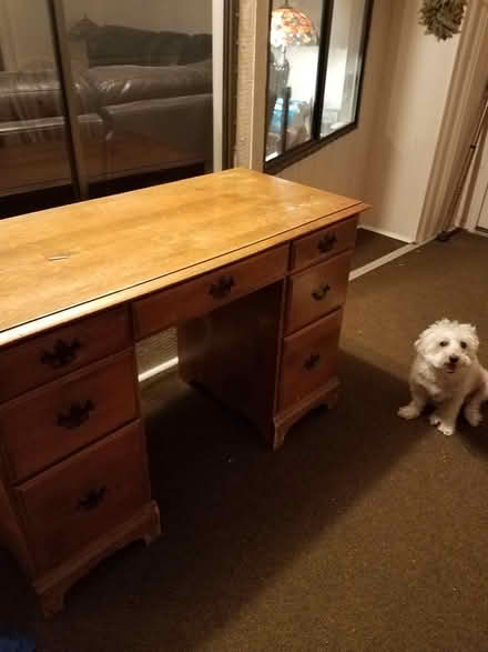 Photo of free Tall wood book case.. 2 desks (Desert Hot Springs) #2