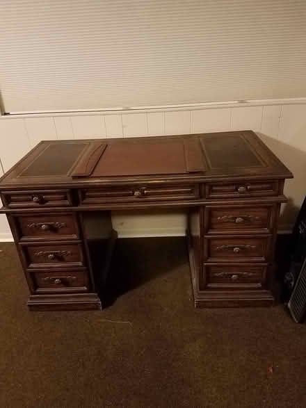 Photo of free Tall wood book case.. 2 desks (Desert Hot Springs) #1