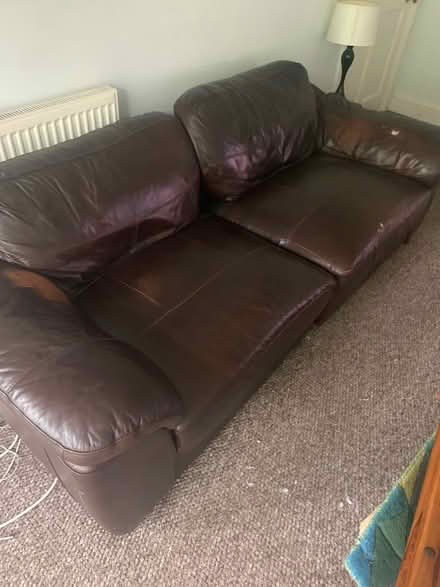 Photo of free 4 seater leather sofa (Bedford) #1