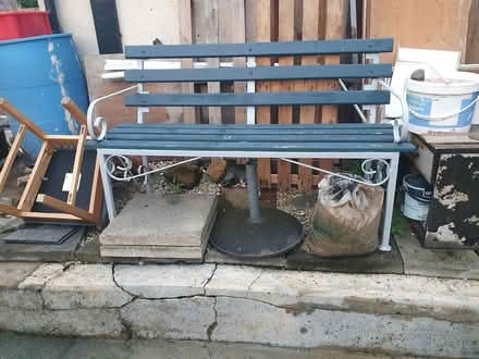 Photo of free Metal/ wood bench / parasol stand (Slade green erith kent) #2