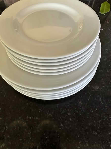 Photo of free White dinner plates and side plates (Burton green) #2