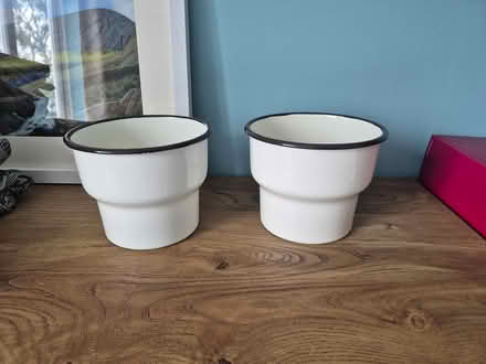 Photo of free Two enamel plant pots (Kempston) #1