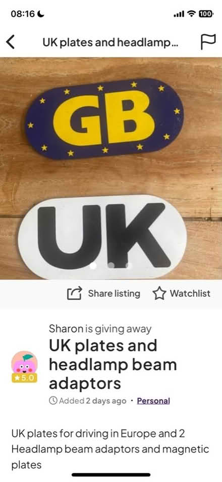 Photo of free UK plates & headlamp beam adaptors (EH111RN) #1