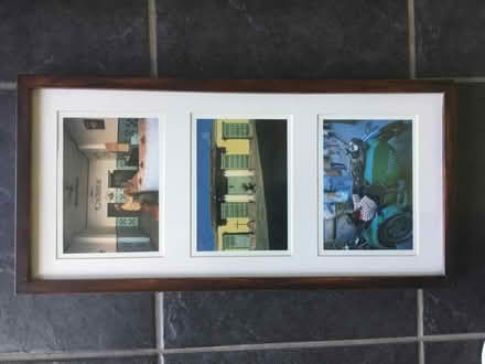 Photo of free IKEA dark wood triple picture frame (Burton green) #1
