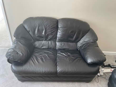 Photo of free 2 Black Leather Sofas (GU15) #1