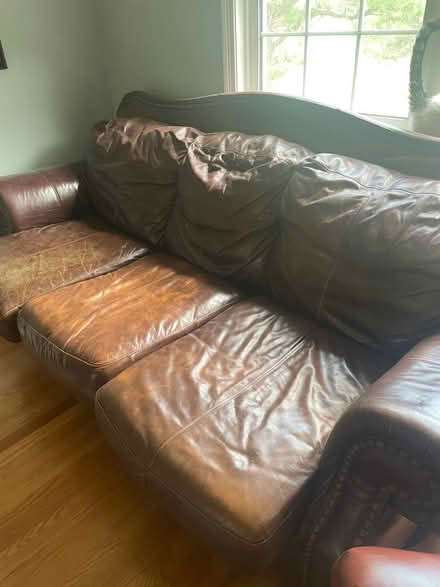Photo of free Leather Couch 98x31 long (Bradford by golf course) #2