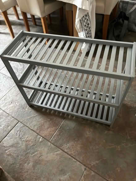 Photo of free Shoe rack/wood shelf (Sabden) #1