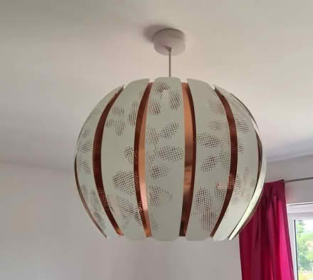 Photo of free Large brass/white ball lampshade (Sheddingdean RH15) #1