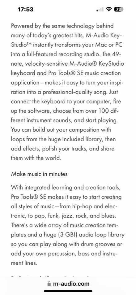 Photo of free M-audio keyStudio (BR3 Beckenham) #4