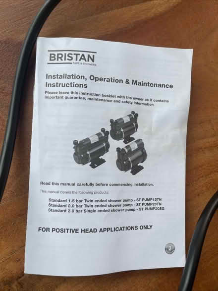 Photo of free BRISTAN 2.0 Bar twin headed shower pump (Great Eccleston PR3) #3