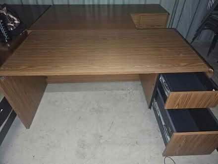 Photo of free Wood desk. 65" x 29.5" Gaithersburg pickup #1