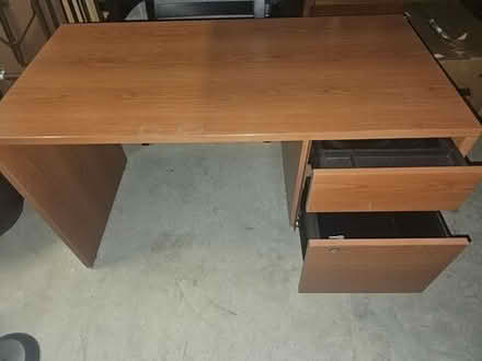 Photo of free 3 Wood desks and credenza. Gaithersburg pickup #3