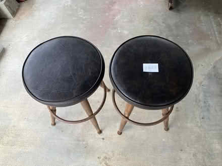 Photo of free Two (2) short round bar stools (515 12th St. Huntington Beach) #4