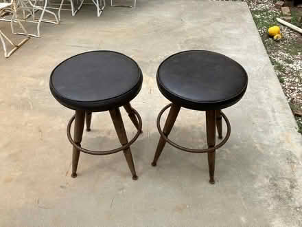 Photo of free Two (2) short round bar stools (515 12th St. Huntington Beach) #1