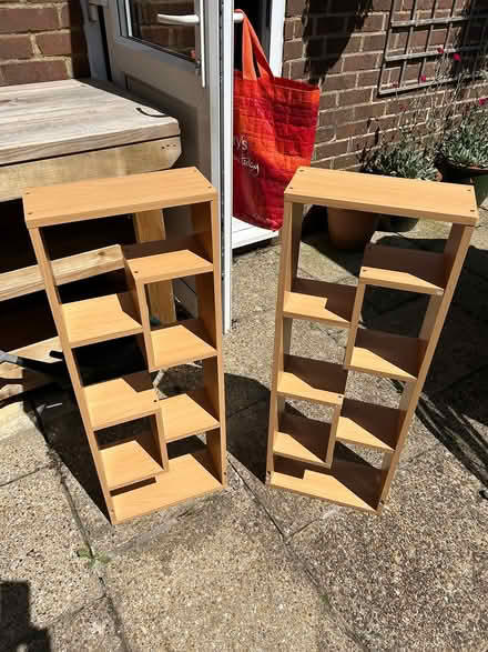 Photo of free Wooden shelving/cd/dvd units (Horsham, Lambs Farm Rd area) #1