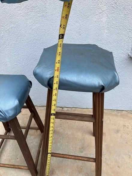Photo of free 1 cushioned wood stools (515 12th St. Huntington Beach) #2