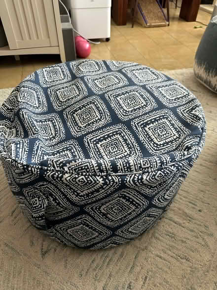 Photo of free Navy & White Pouf/Ottoman (Central Harlem) #3