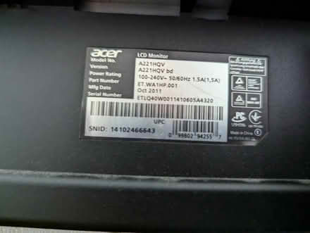 Photo of free Acer Computer Monitor (Upper West Side) #2