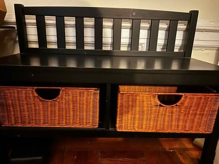 Photo of free Small wood bench w/ storage (Astoria) #1