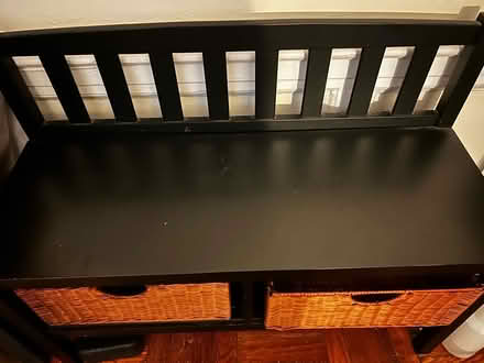 Photo of free Small wood bench w/ storage (Astoria) #2