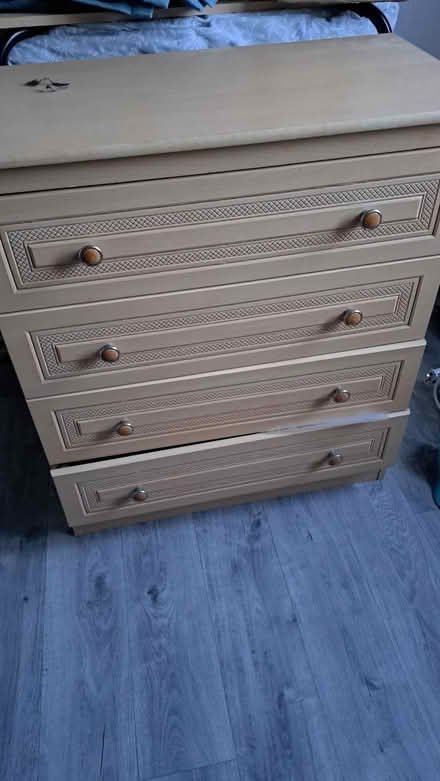Photo of free Chest of drawers and bedside drawer set (Abbeydale GL4) #1