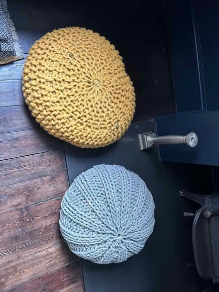 Photo of free Grey and yellow pouffes (SE21 (West Dulwich)) #1