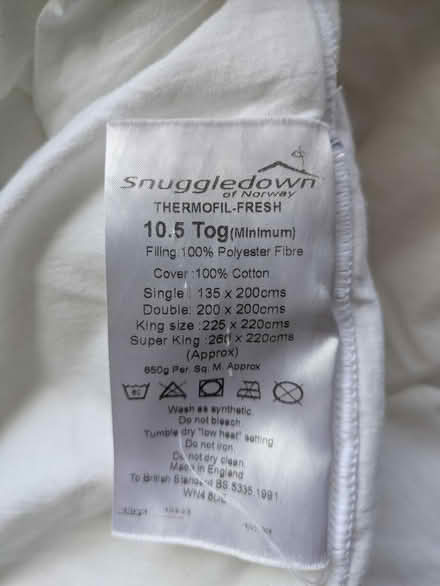 Photo of free Single duvet 10.5 tog (RH4) #1