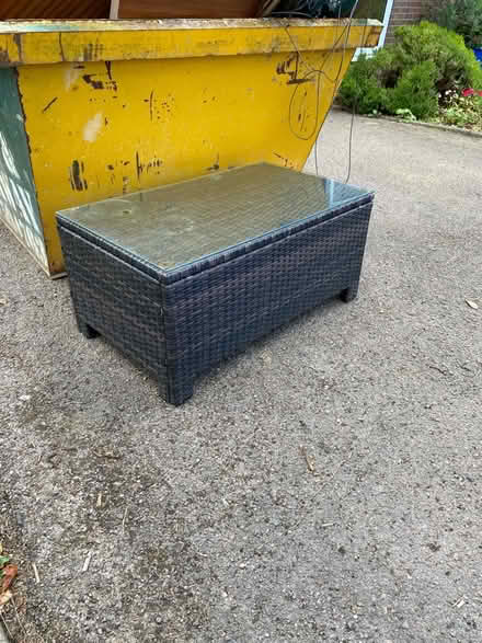 Photo of free Old glass top rattan table table (Colwall WR13) #1