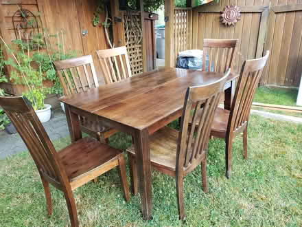 Photo of free Wood dining table and 6 wood chairs (Dunbar, Vancouver) #4
