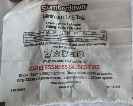 Photo of free Two double duvets 10.5 tog (RH4) #1