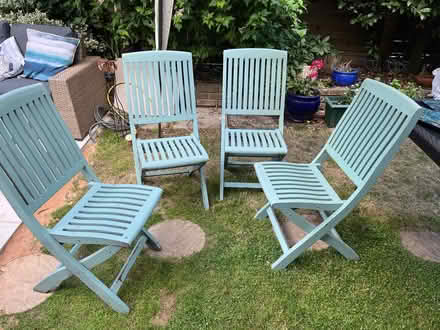 Photo of free Set of 4 Folding wooden garden chairs. (Teddington TW11) #1